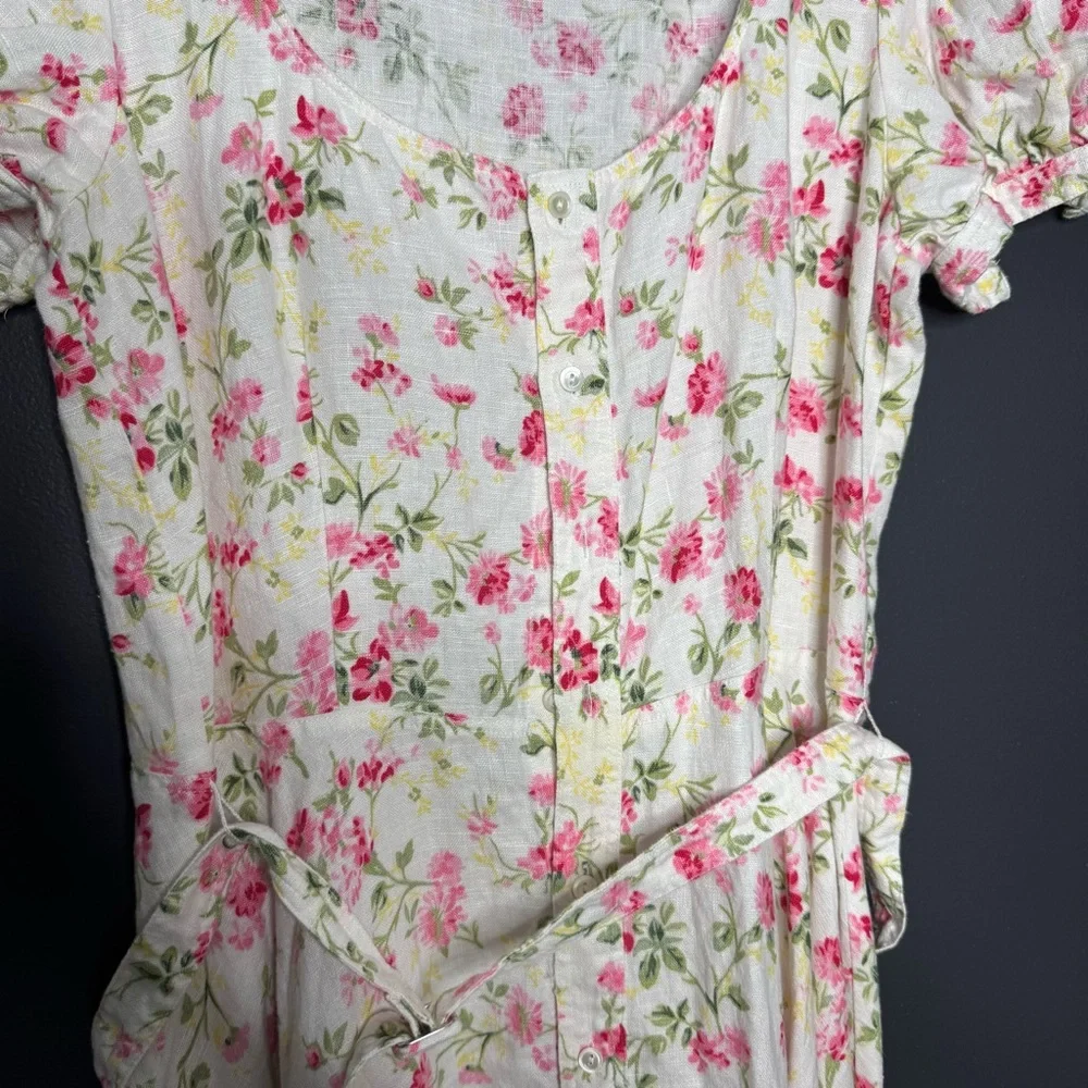 Polo Ralph Lauren Elizabeth Floral Short Sleeve Dress Short Puff Sleeves 8 - Picture 11 of 15